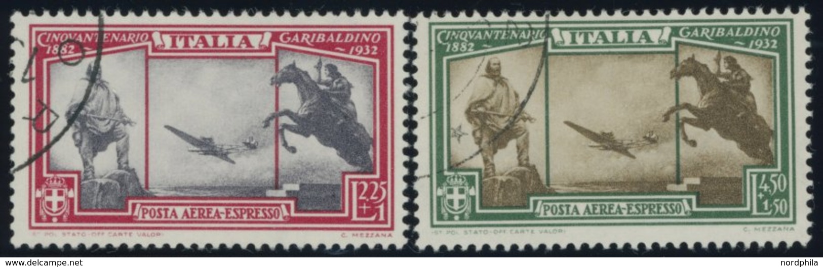 ITALIEN 406/7 O, 1932, 2.25 Und 4.50 L. Flugpost Eilmarken, 2 Prachtwerte, Mi. 70.- - Usati
