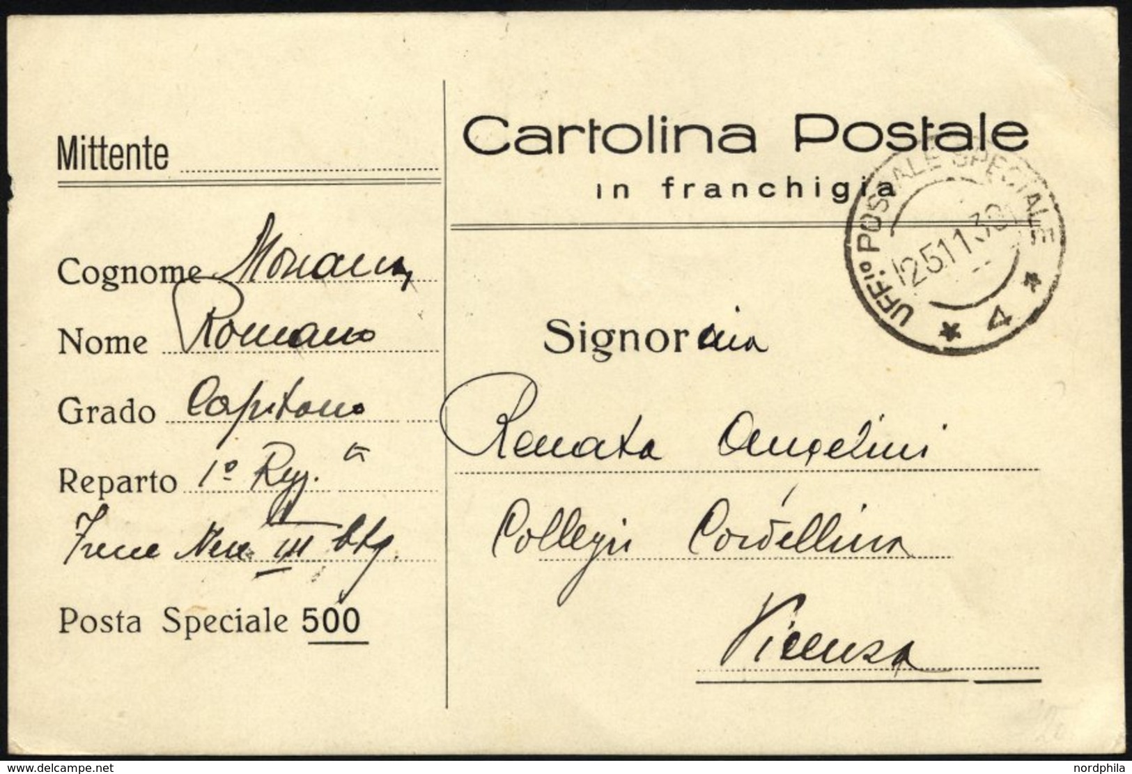 MILITÄRPOST 1938, Vordruck-Feldpostkarte Cartolina Postale/in Franchigia Mit Stempel Des Feldpostamtes No. 4 Und Entspre - Brieven En Documenten
