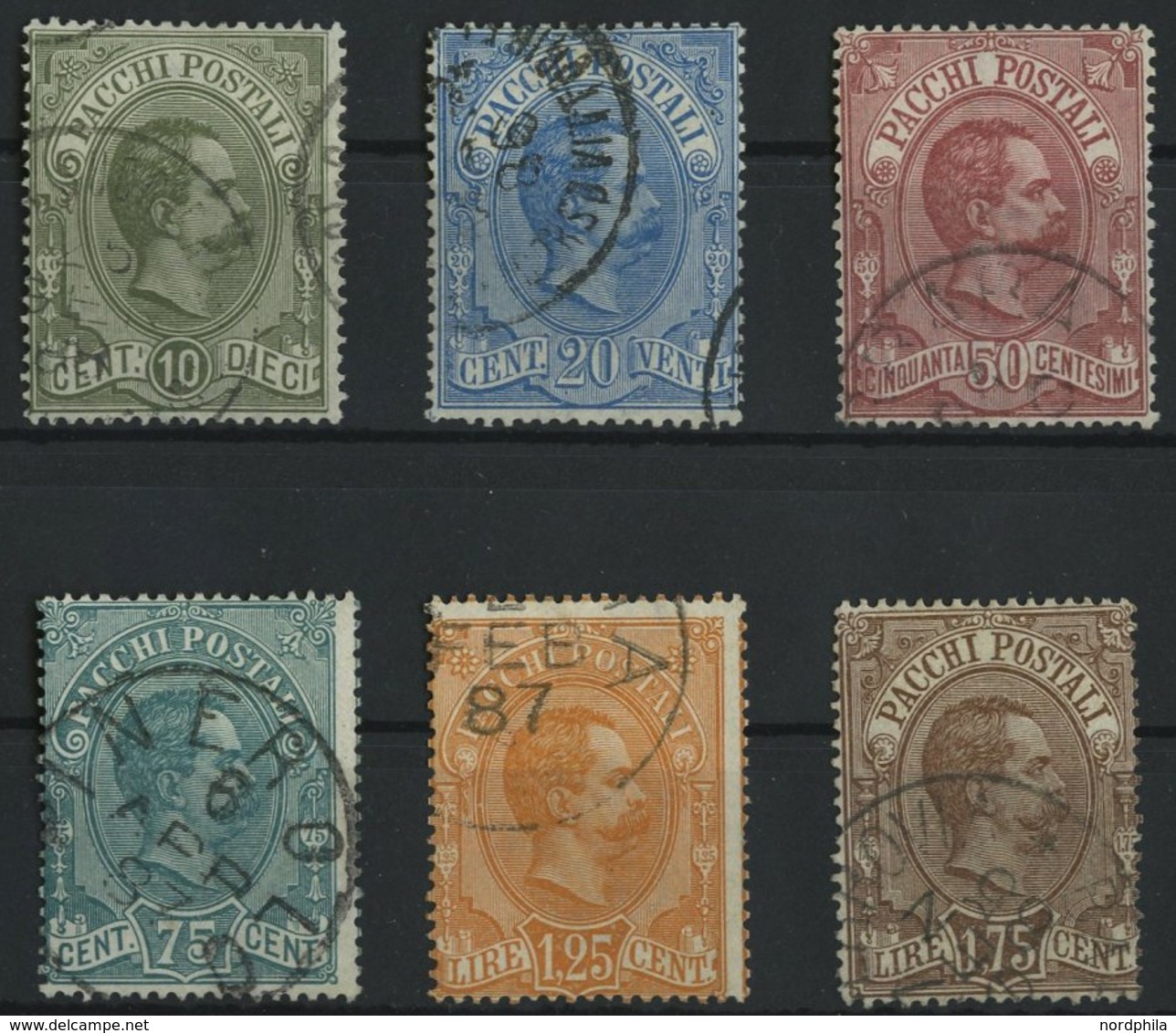 PAKETMARKEN Pa 1-6 O, 1884, König Umberto, üblich Gezähnter Prachtsatz, Mi. 250.- - Postpaketten