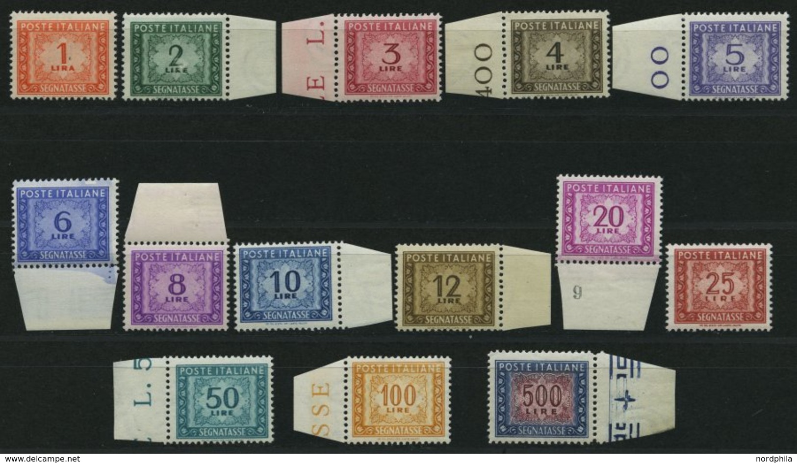 PORTOMARKEN P 74-87 **, 1947/54, Ziffer, Wz. 3, Prachtsatz, Mi. 420.- - Segnatasse