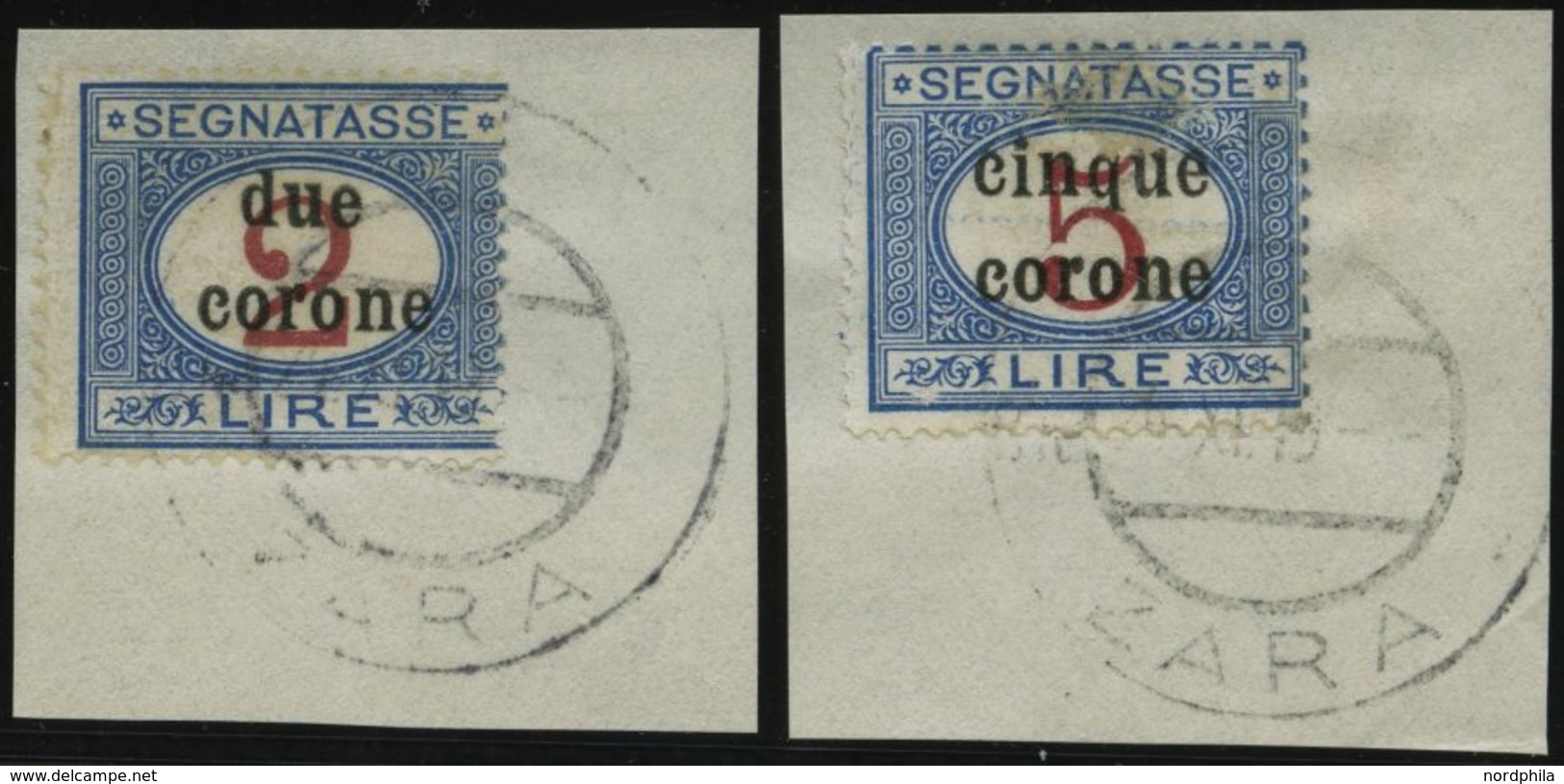 BES.GEB. 1918-23 P 8/9 BrfStk, Portomarken: 1919, 2 Und 5 Kr. Corone, Je Auf Briefstück, Feinst/Pracht, Mi. 220.- - Otros & Sin Clasificación