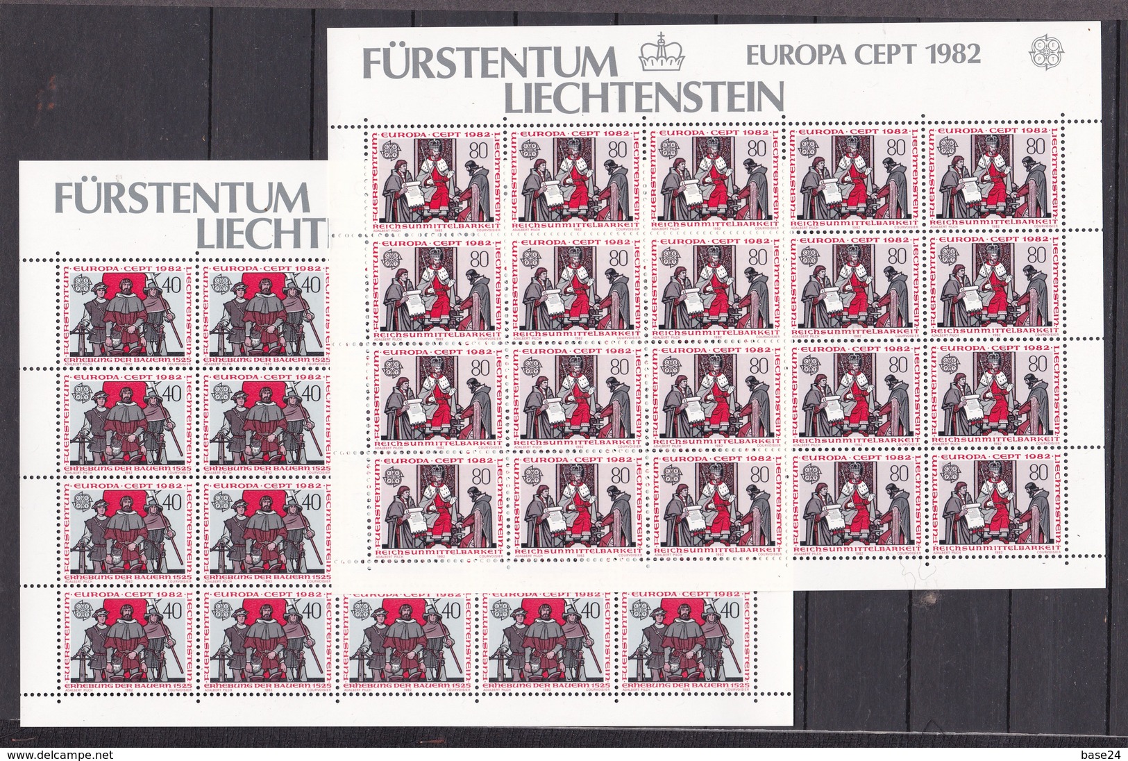 1982 Liechtenstein EUROPA CEPT EUROPE 20 Serie Di 2v. MNH** Minifogli Minisheets - 1982