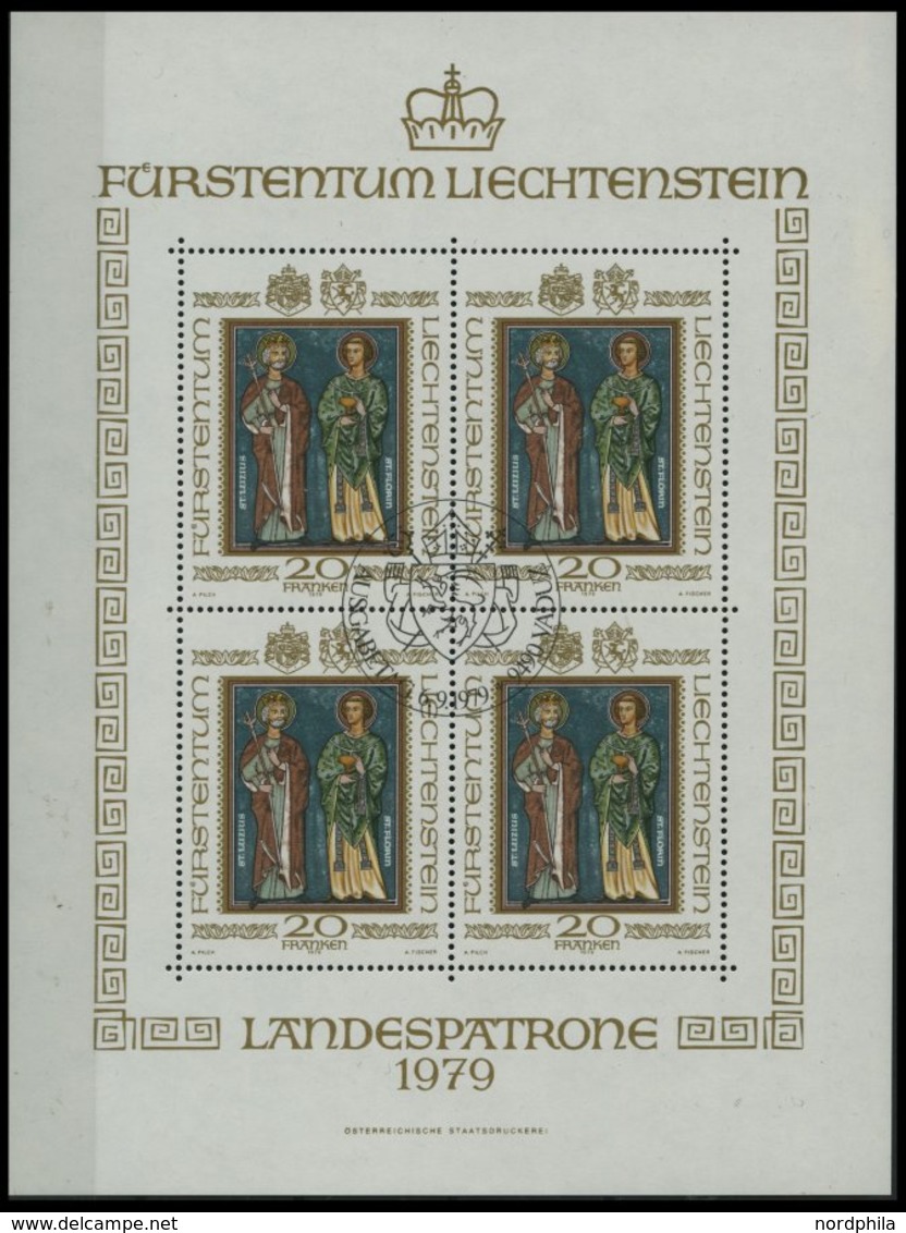LIECHTENSTEIN 734KB O, 1979, 20 Fr. Landespatrone Im Kleinbogen, Ersttagssonderstempel, Pracht, Mi. 70.- - Otros & Sin Clasificación