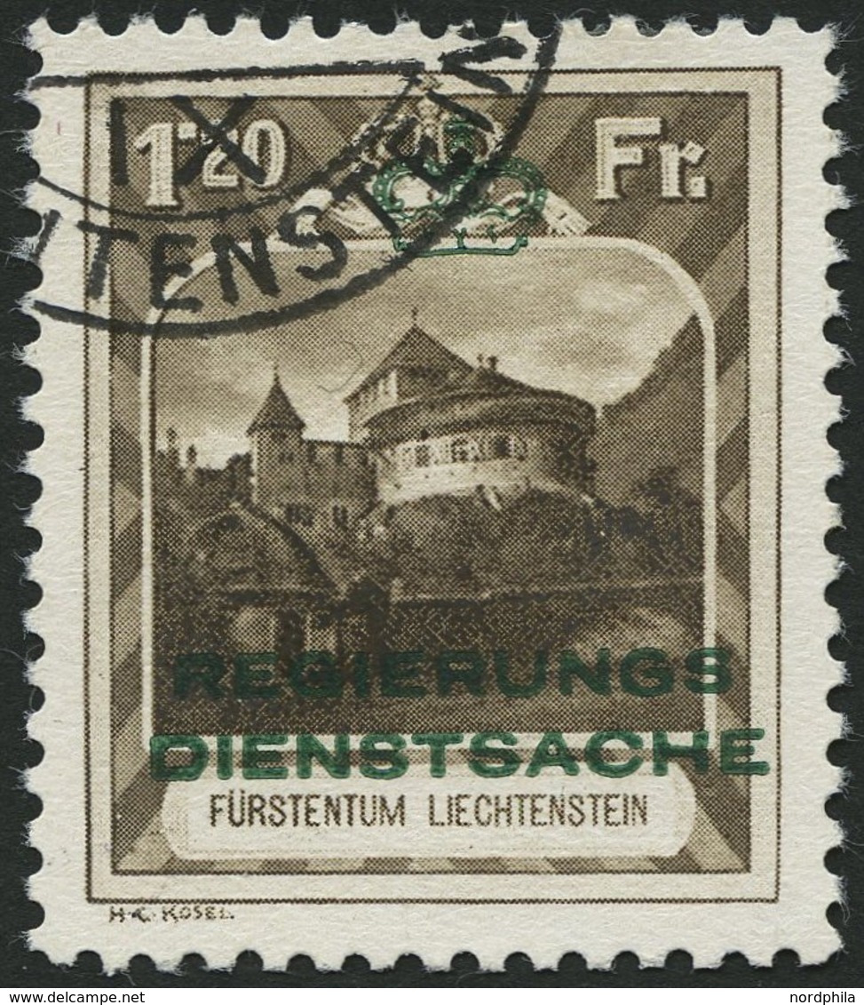 DIENSTMARKEN D 8A O, 1932, 1.20 Fr. Burg Vaduz, Gezähnt L 101/2, Pracht, Signiert Zumstein, Mi. 580.- - Dienstzegels