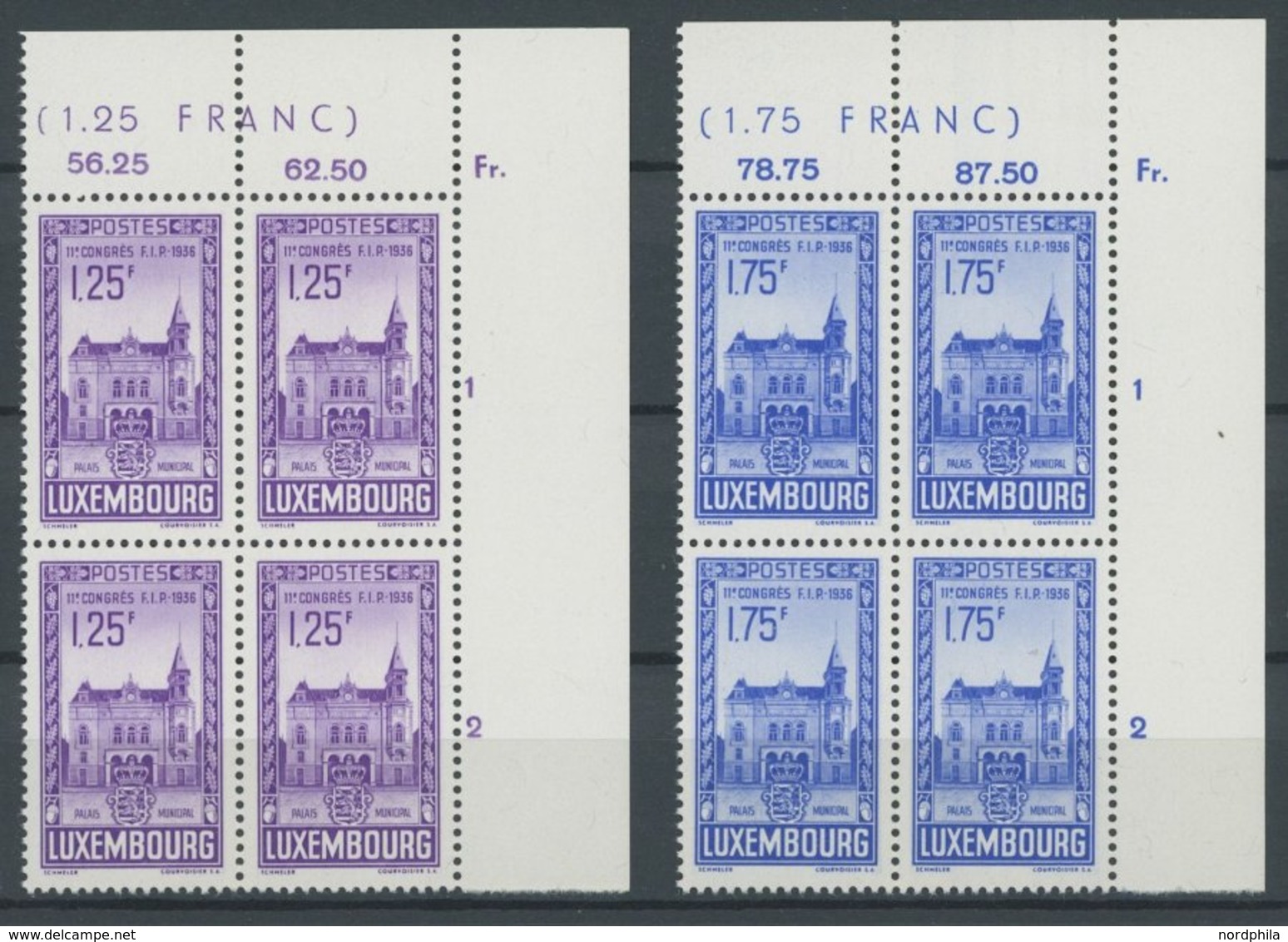 LUXEMBURG 290-95 VB **, 1936, Philatelistische Woche In Oberen Rechten Eckrandviererblocks, Postfrischer Prachtsatz, Mi. - Otros & Sin Clasificación