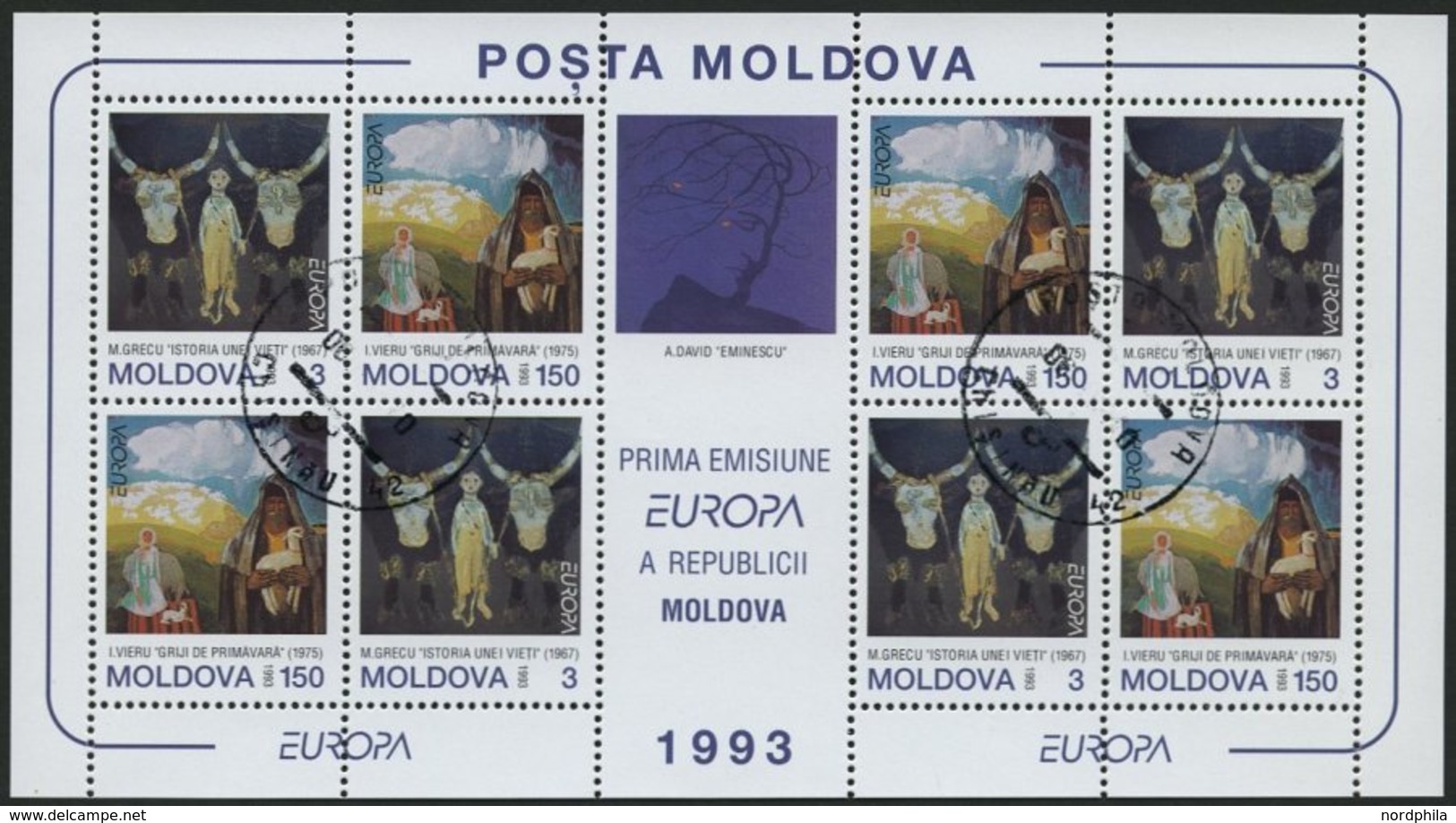 MOLDAVIEN KB O, 1993-99, Europa, Mi.Nr. 94/5, 106-08 Und 304 In Kleinbogen, Nr. 94/5 Zusätzlich Im Zwischensteg-Kleinbog - Moldova