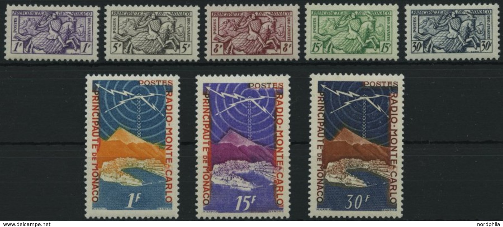 MONACO 443-50 *, 1951, Visitenkarten Falzreste, 2 Prachtsätze - Andere & Zonder Classificatie