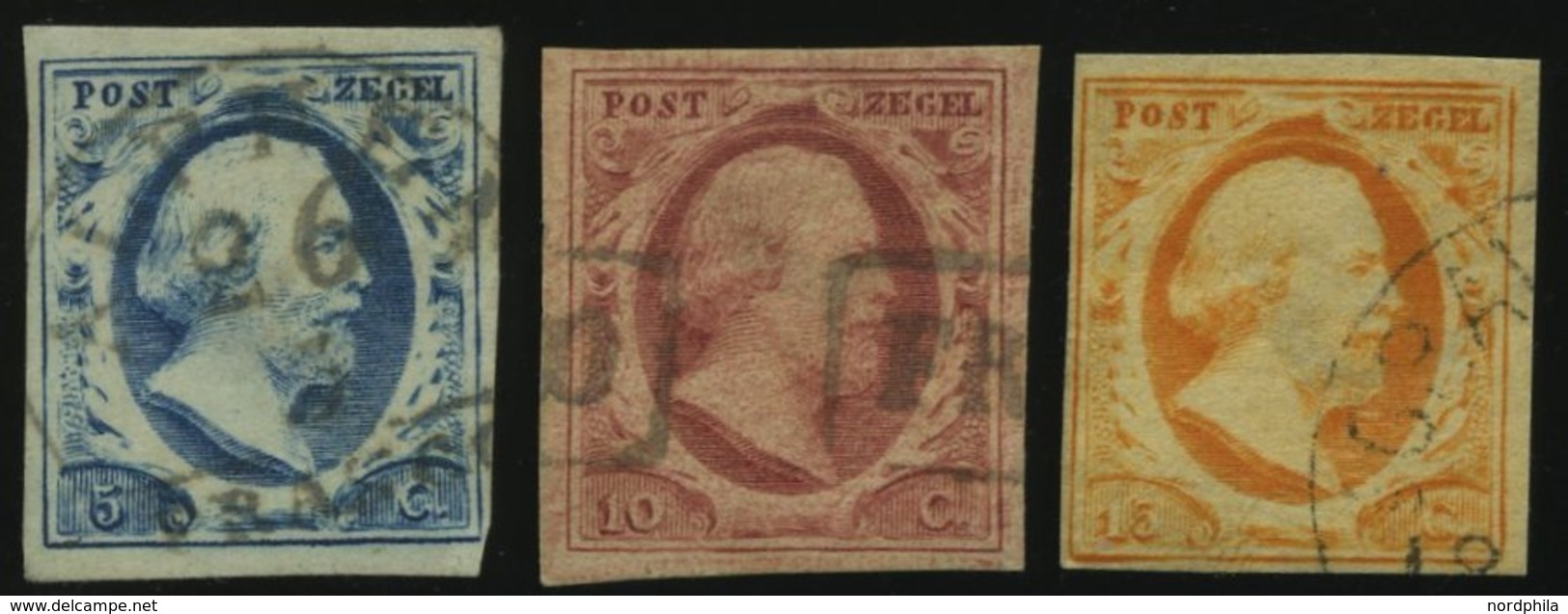 NIEDERLANDE 1-3 O, 1852, König Willem III, Prachtsatz - Netherlands