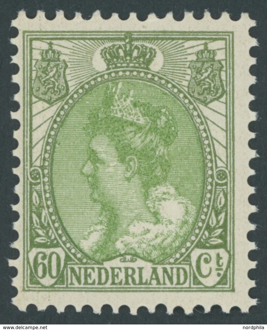 NIEDERLANDE 98A **, 1920, 60 C. Olivgrün, Gezähnt K 121/2, Postfrisch, Pracht, Mi. 120.- - Paesi Bassi