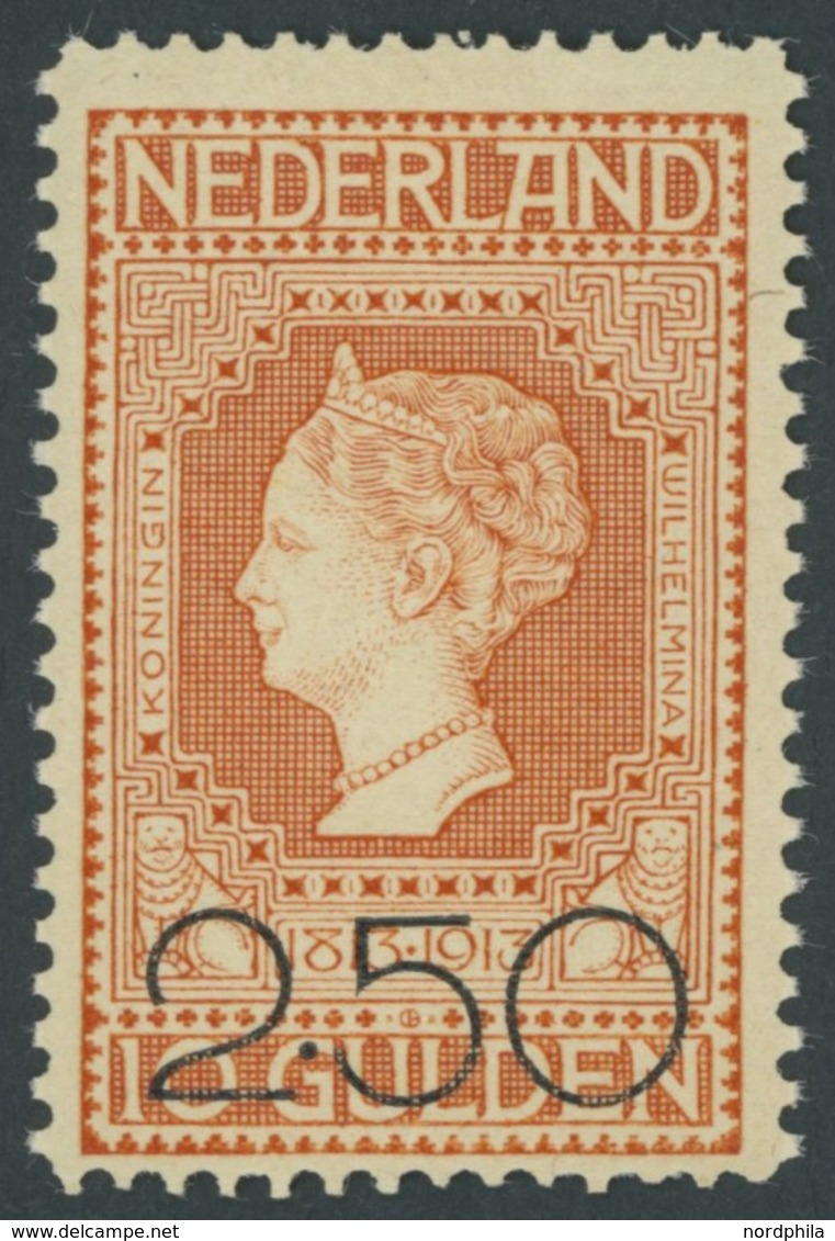 NIEDERLANDE 100 **, 1920, 2.50 G. Auf 10 G. Rotorange, Pracht, Mi. 400.- - Nederland