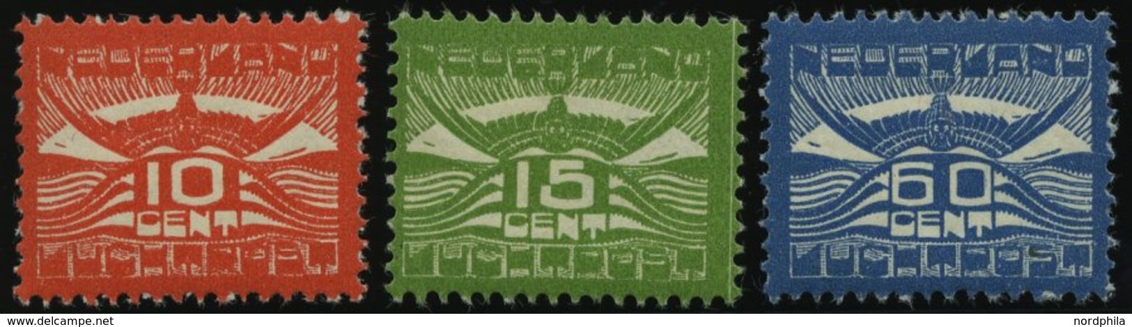 NIEDERLANDE 102-04 *, 1921, Flugpostmarken, Falzrest, Prachtsatz - Paesi Bassi