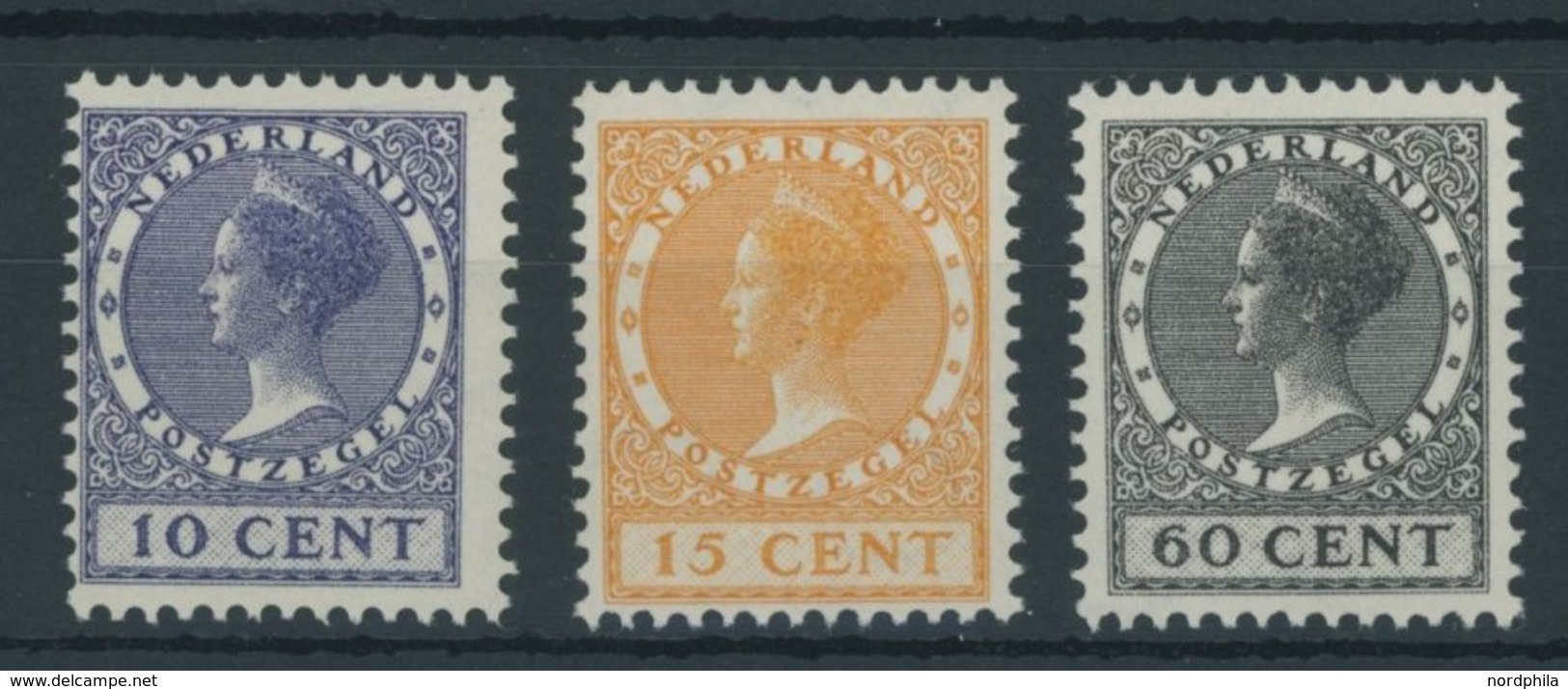 NIEDERLANDE 222-24A **, 1934, Königin Wilhelmina, Gezähnt K 121/2, Postfrischer Prachtsatz, Mi. 110.- - Paesi Bassi