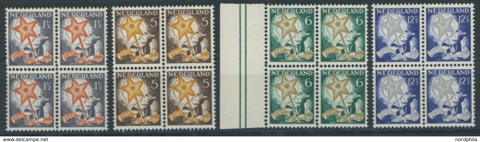 NIEDERLANDE 268-71A VB **, 1933, Voor Het Kind In Viererblocks, Postfrischer Prachtsatz, Mi. 400.- - Nederland