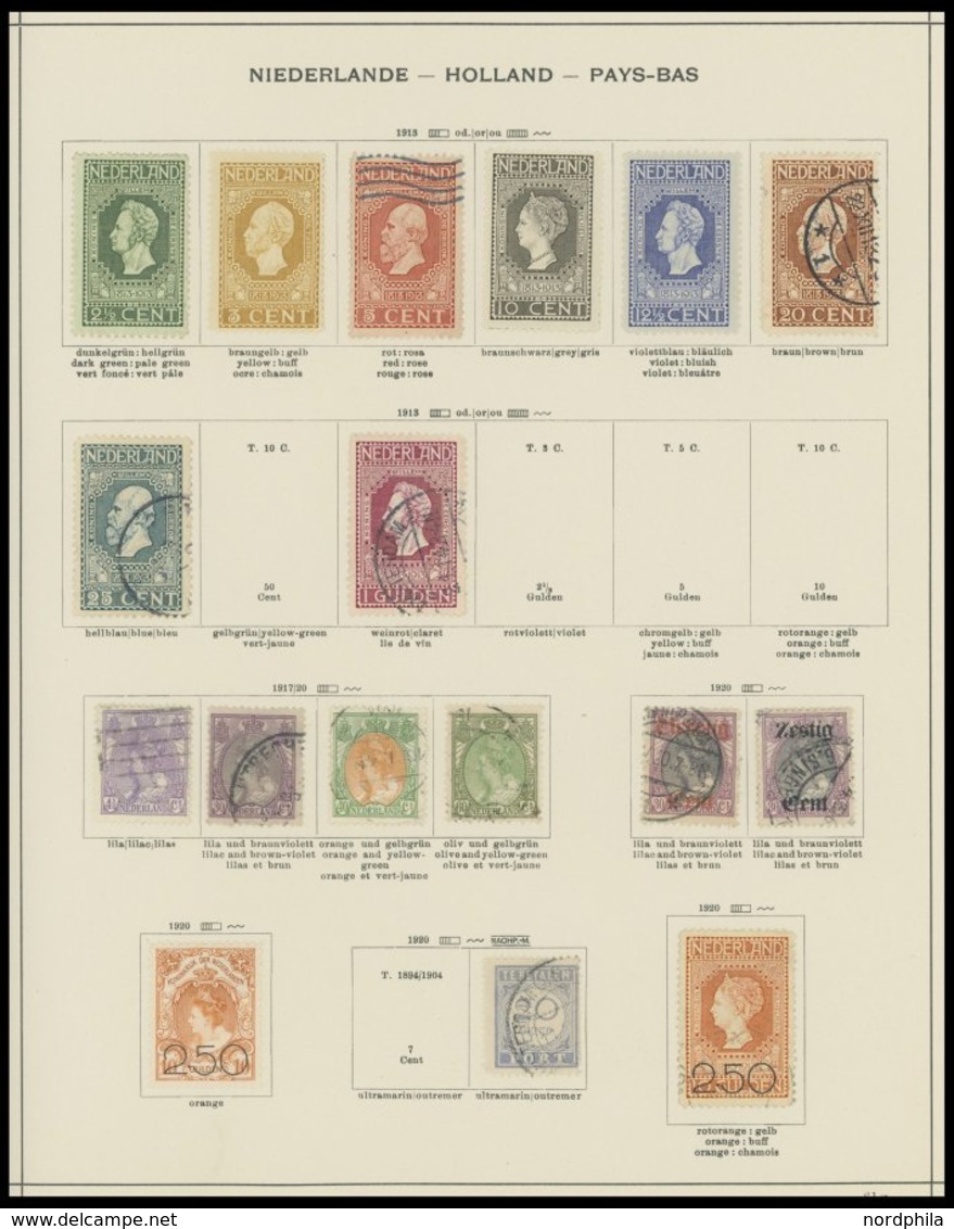 SAMMLUNGEN, LOTS O,* , Fast Nur Gestempelte Sammlung Niederlande Von 1852-1944 Auf Schaubekseiten (Text Bis 1957), Mit G - Collections