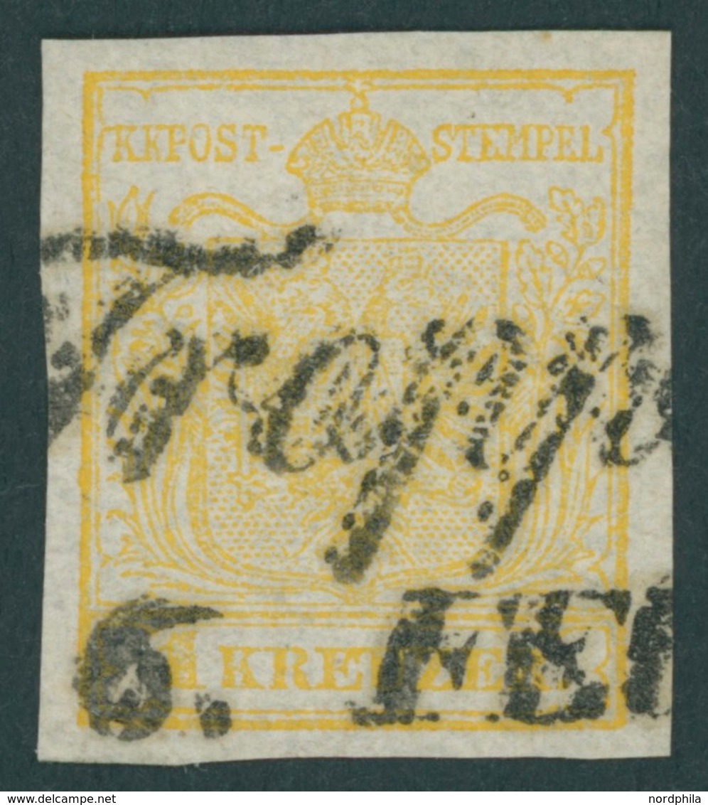 ÖSTERREICH BIS 1867 1Xa O, 1850, 1 Kr. Gelb, Handpapier, L2 TROPPAU, Pracht - Gebraucht