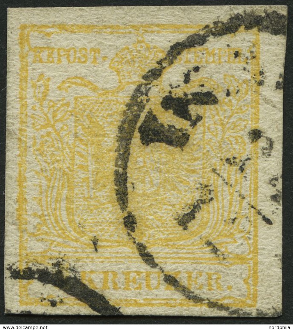 ÖSTERREICH 1Yb O, 1854, 1 Kr. Ockergelb, Maschinenpapier, Type Ib, K1 INN(SBRUCK), Pracht, Befund Dr. Ferchenbauer, Mi.  - Used Stamps