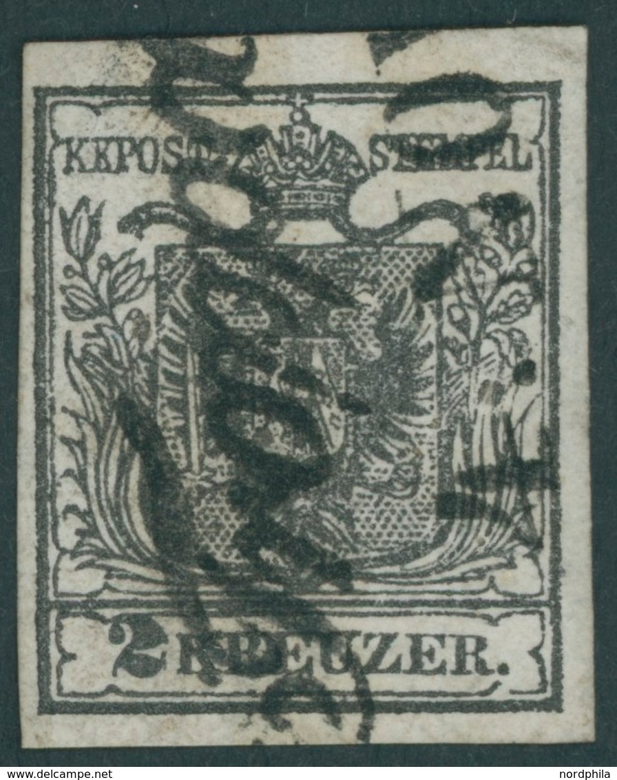 ÖSTERREICH BIS 1867 2Xa O, 1850, 2 Kr. Schwarz, Handpapier, Type Ia, Erstdruck, L2 TROPPAU, Leichte Bugspur Sonst Pracht - Gebruikt