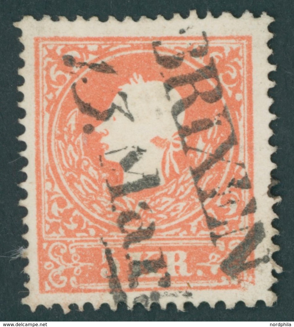 ÖSTERREICH BIS 1867 13II O, 1859, 5 Kr. Rot, Type II, Mit Plattenfehler Loch Im Hinterkopf L2 BRIXEN, Pracht - Gebruikt