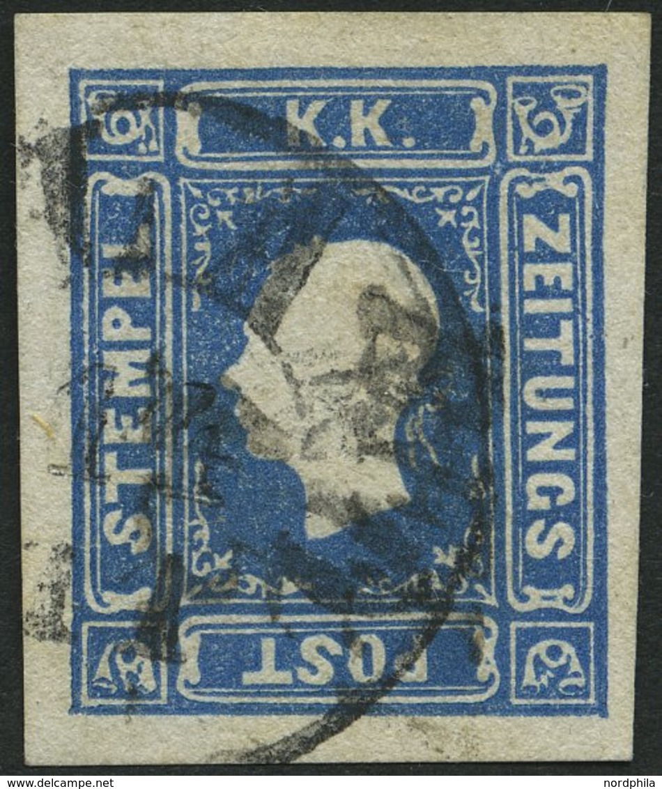ÖSTERREICH 16a O, 1858, 1.05 Kr. Blau, Lombardei-K2 MILANO, Breitrandig, Pracht, Gepr. Seitz, Mi. 700.- - Used Stamps