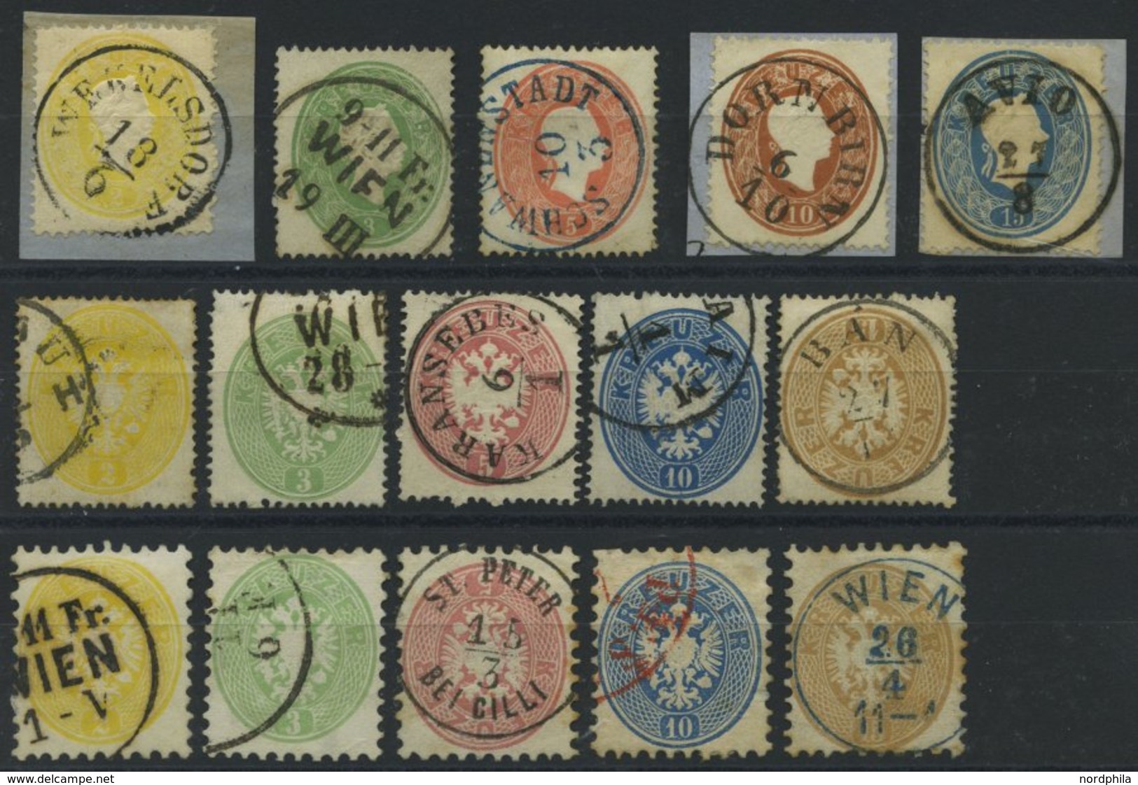ÖSTERREICH O , 1860-64, Franz Joseph Und Doppeladler, 3 Sätze (Mi.Nr. 18-22, 24-28, 30-34) Mit Teils Schönen Stempeln, F - Used Stamps