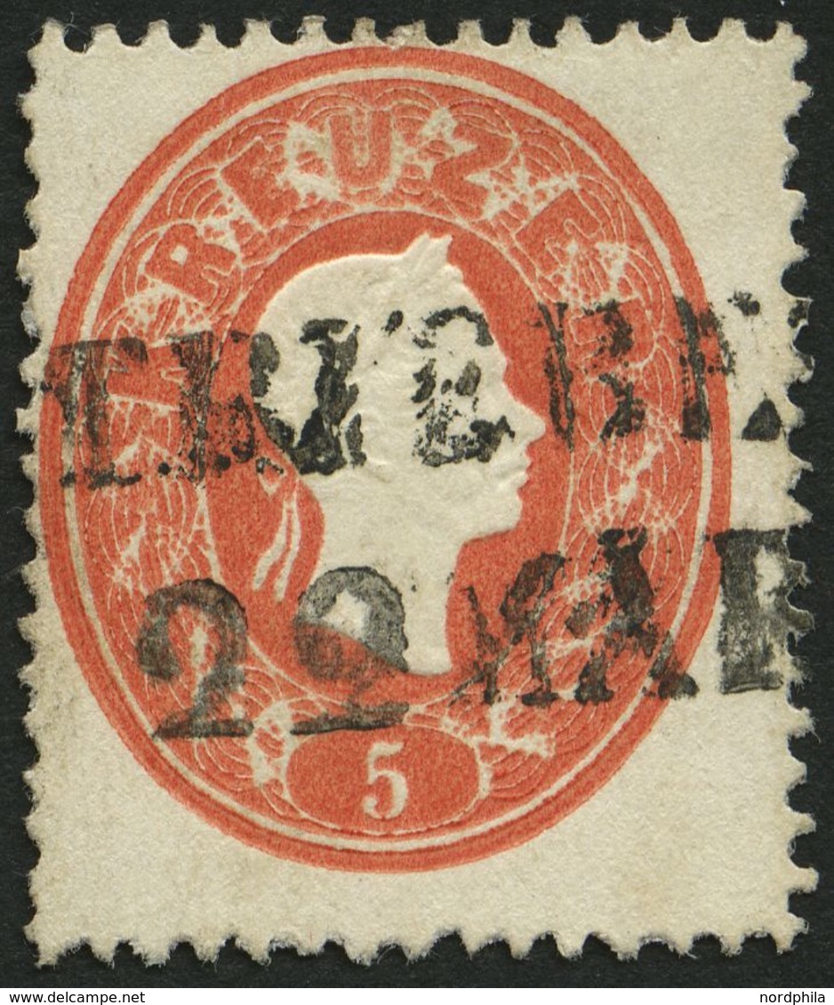 ÖSTERREICH 20 O, 1860, 5 Kr. Rot, L2 TRIEBE, Pracht - Gebruikt