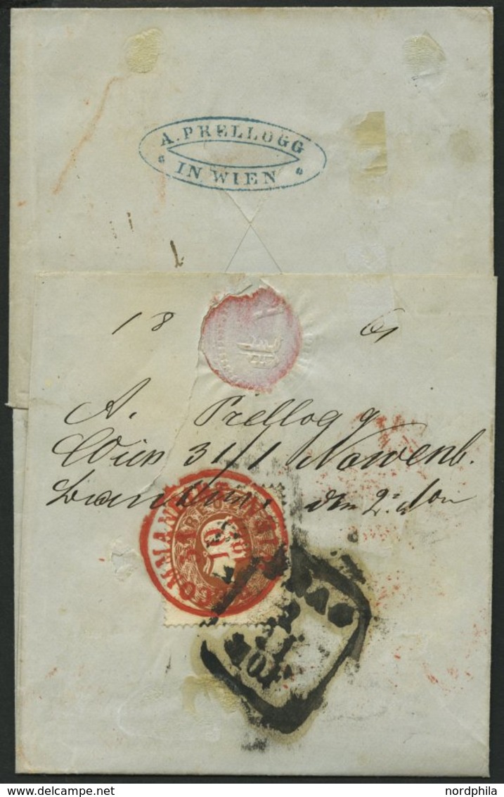 ÖSTERREICH 21/2 BRIEF, 1861, 15 Kr. Blau Und Rückseitiges Reco-Porto 1o Kr. Braun, Je Mit Rotem K1 RECOMMANDIRT WIEN 186 - Usati