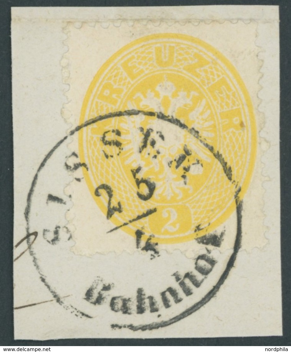 ÖSTERREICH BIS 1867 24 BrfStk, 1863, 2 Kr. Gelb, K1 SISSEK BAHNHOF, Kabinettbriefstück - Gebruikt