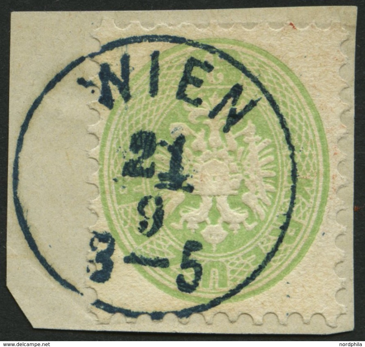 ÖSTERREICH 31 BrfStk, 1863, 3 Kr. Grün, Blauer K1 WIEN, Prachtbriefstück - Usati