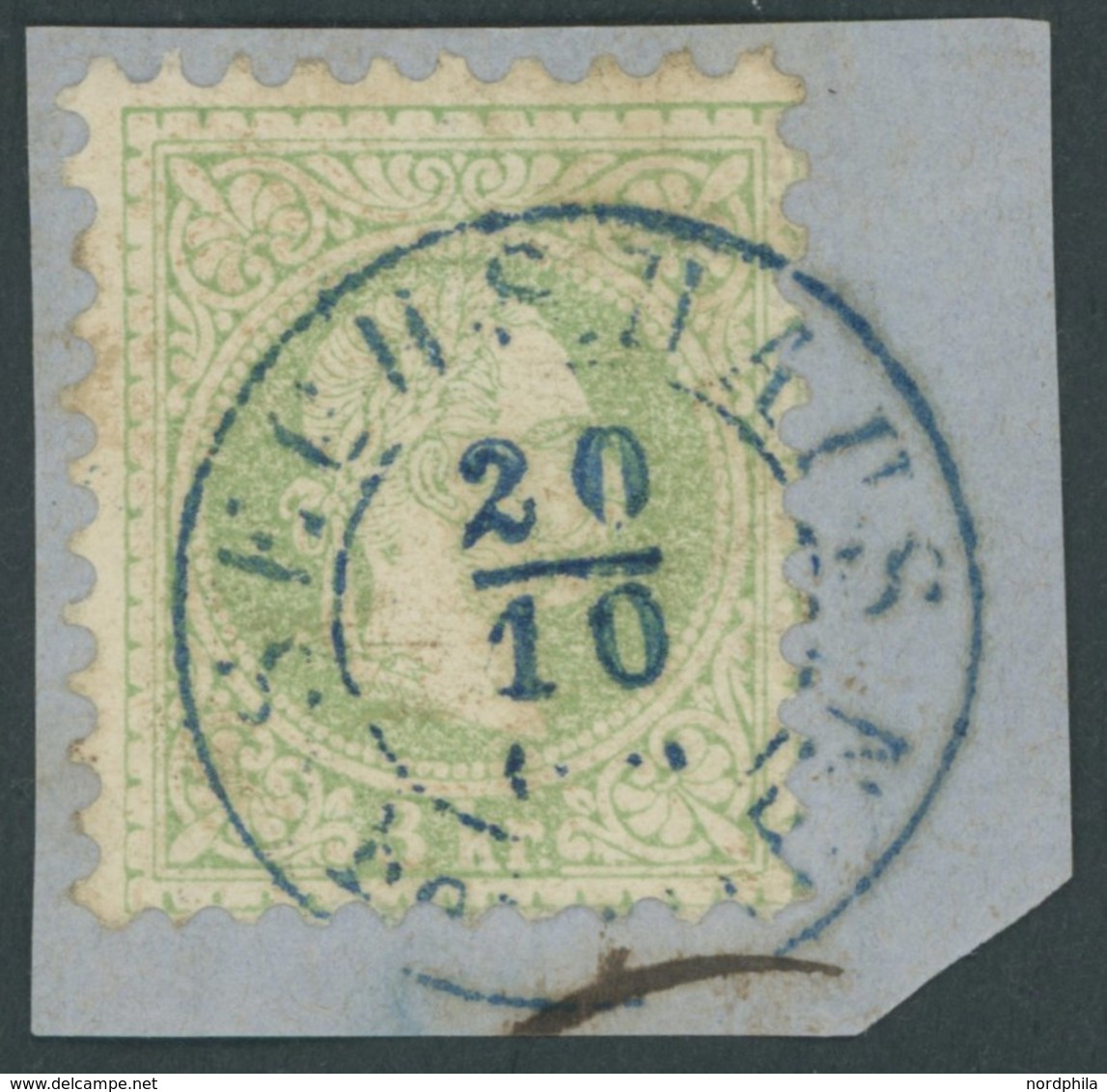 ÖSTERREICH 1867-1918 36I BrfStk, 1874, 3 Kr. Grün, Grober Druck, Blauer K2 SECHSHAUSEN, Prachtbriefstück - Andere & Zonder Classificatie