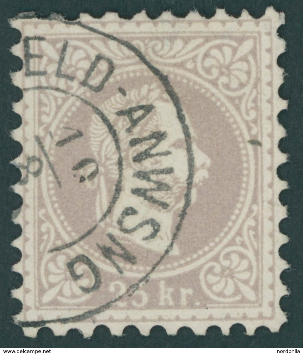 ÖSTERREICH 1867-1918 40IIa O, 1881, 25 Kr. Lilagrau, Feiner Druck, Pracht, Gepr. Zenker Mit Befund, Mi. 180.- - Andere & Zonder Classificatie