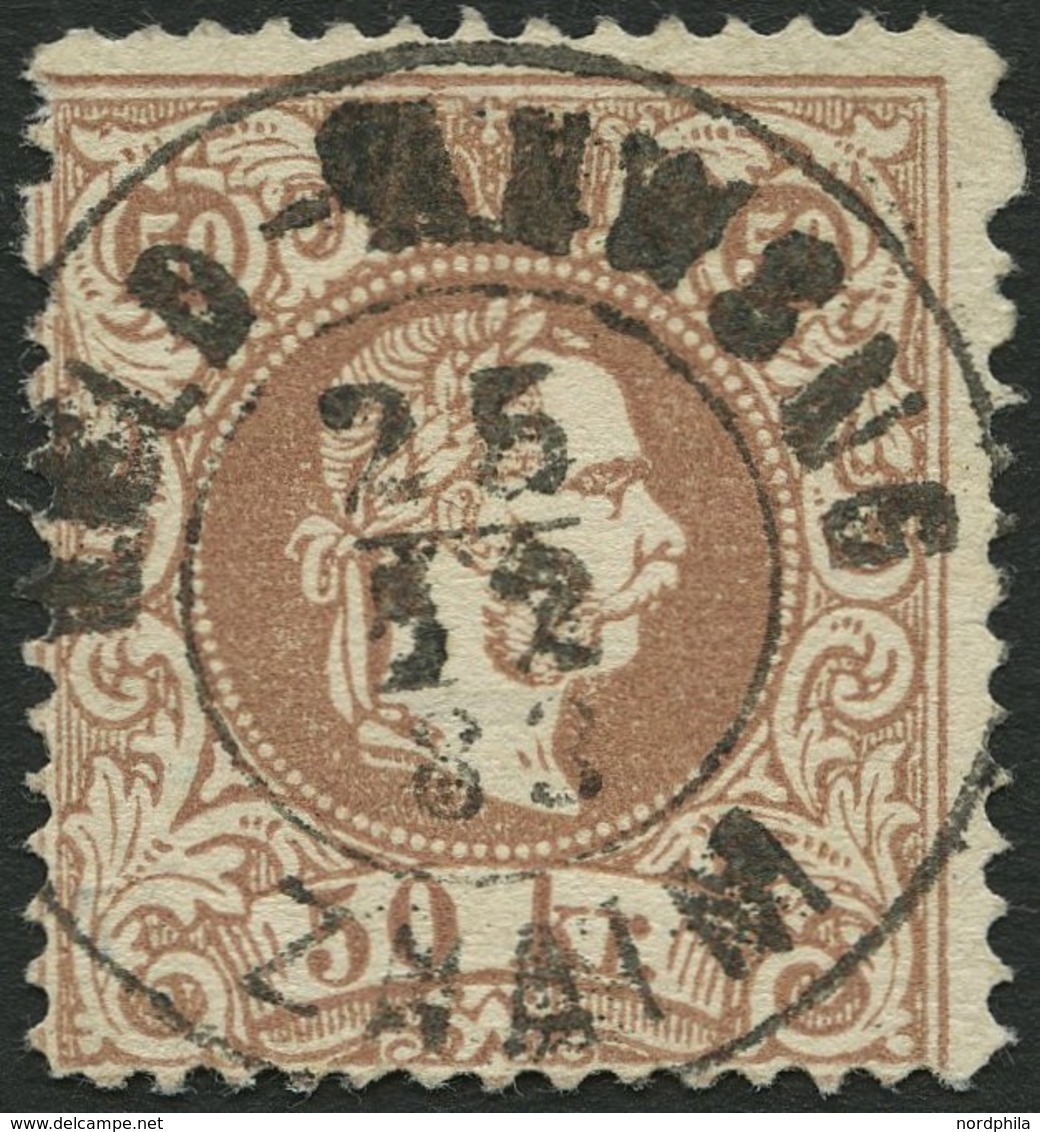 ÖSTERREICH 41Ia O, 1867, 50 Kr. Braun, Grober Druck, K2 GELD-ANWSNG ZNAIM, Pracht, Fotobefund Dr. Ferchenbauer - Andere & Zonder Classificatie