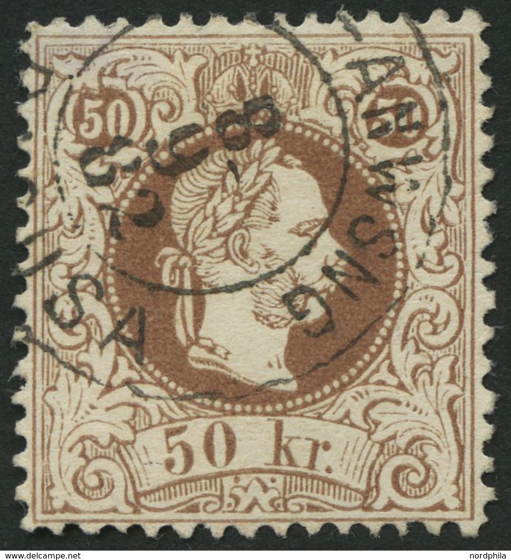 ÖSTERREICH 41II O, 1874, 50 Kr. Braun, Feiner Druck, Pracht, Gepr. Drahn, Mi. 220.- - Otros & Sin Clasificación