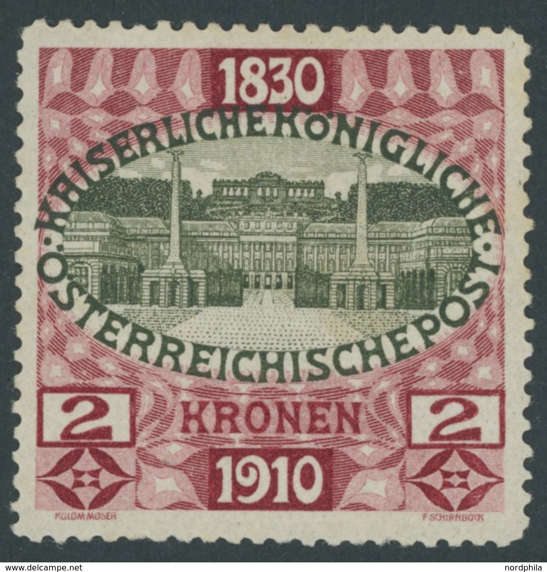 ÖSTERREICH 1867-1918 175 *, 1910, 2 Kr. 80. Geburtstag, Falzrest, üblich Gezähnt Pracht, Mi. 180.- - Other & Unclassified