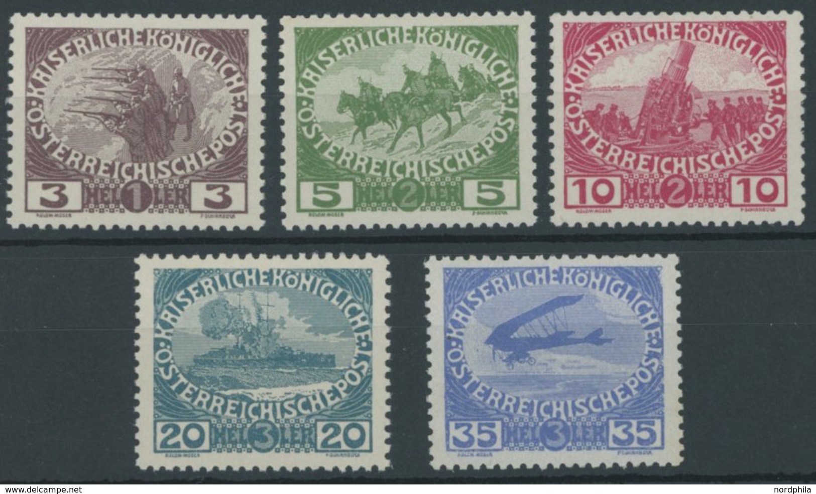 ÖSTERREICH 1867-1918 180-84 **, 1915, Kriegswitwen- Und -waisenhilfe, Postfrischer Prachtsatz, Mi. 60.- - Andere & Zonder Classificatie