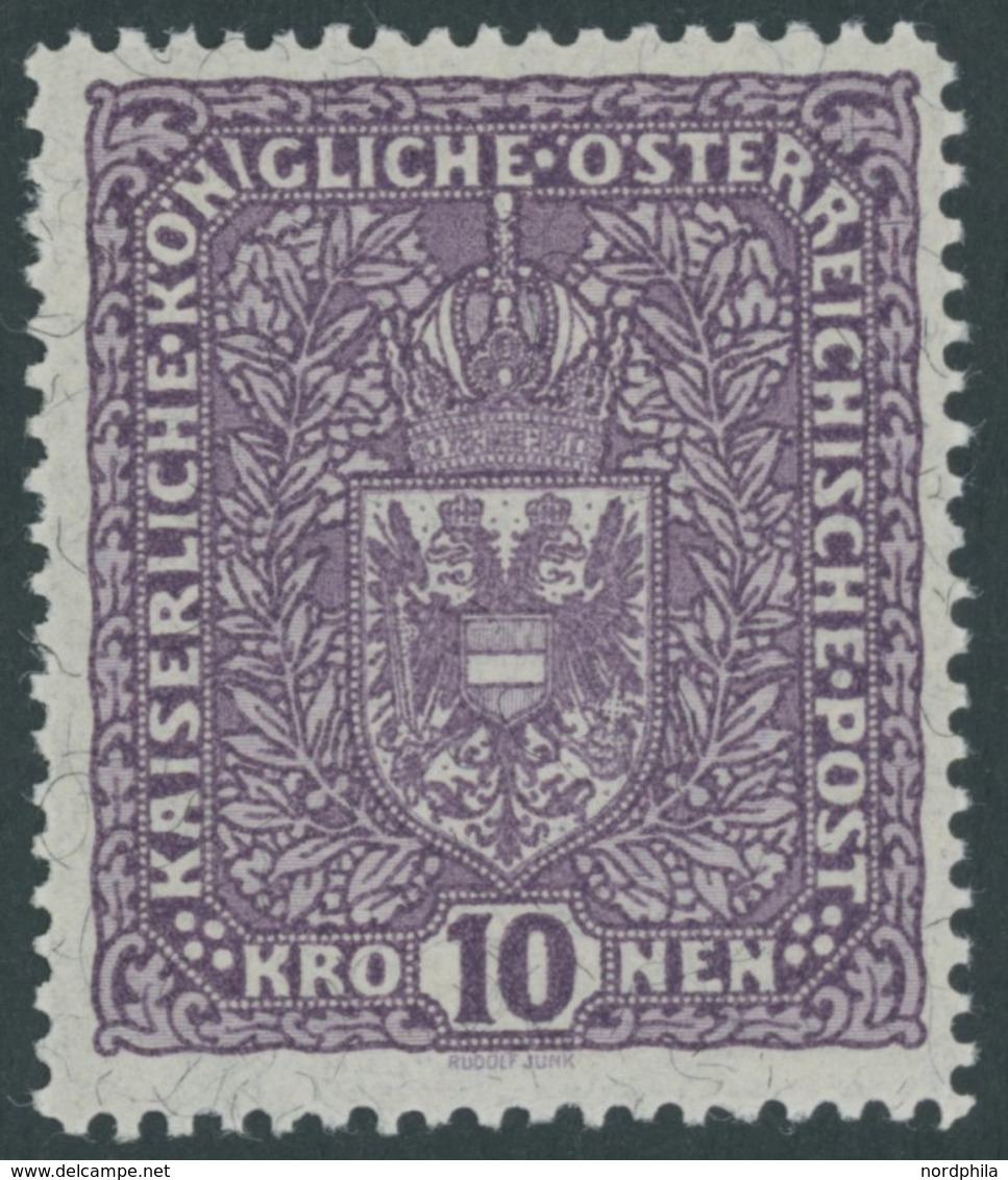 ÖSTERREICH 1867-1918 211IA *, 1919, 10 Kr. Schwärzlichbraunviolett, Type I, Faserpapier, Falzrest, Pracht, Mi. 70.- - Andere & Zonder Classificatie