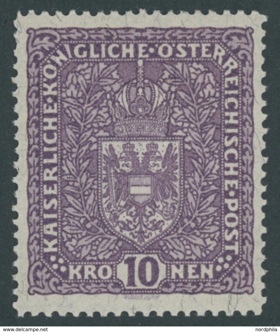 ÖSTERREICH 1867-1918 211IA *, 1919, 10 Kr. Schwärzlichbraunviolett, Type I, Falzrest, Pracht, Mi. 75.- - Other & Unclassified