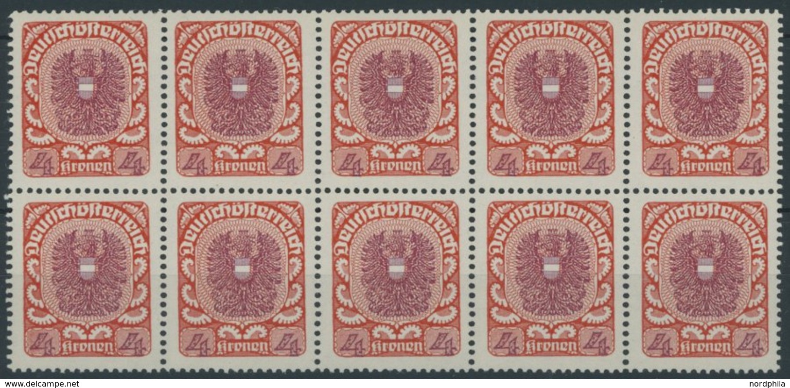 ÖSTERREICH 1918-1938 312-20 **, 1920/1, Wappen, 10 Postfrische Sätze In Bogenteilen, Pracht, Mi. 100.- - Autres & Non Classés