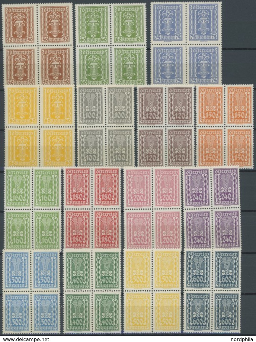 ÖSTERREICH 1918-1938 360-97 VB **, 1922/4, Freimarken In Postfrischen Viererblocks (38 Werte), Bei Der 4000 Kr. Die Beid - Other & Unclassified