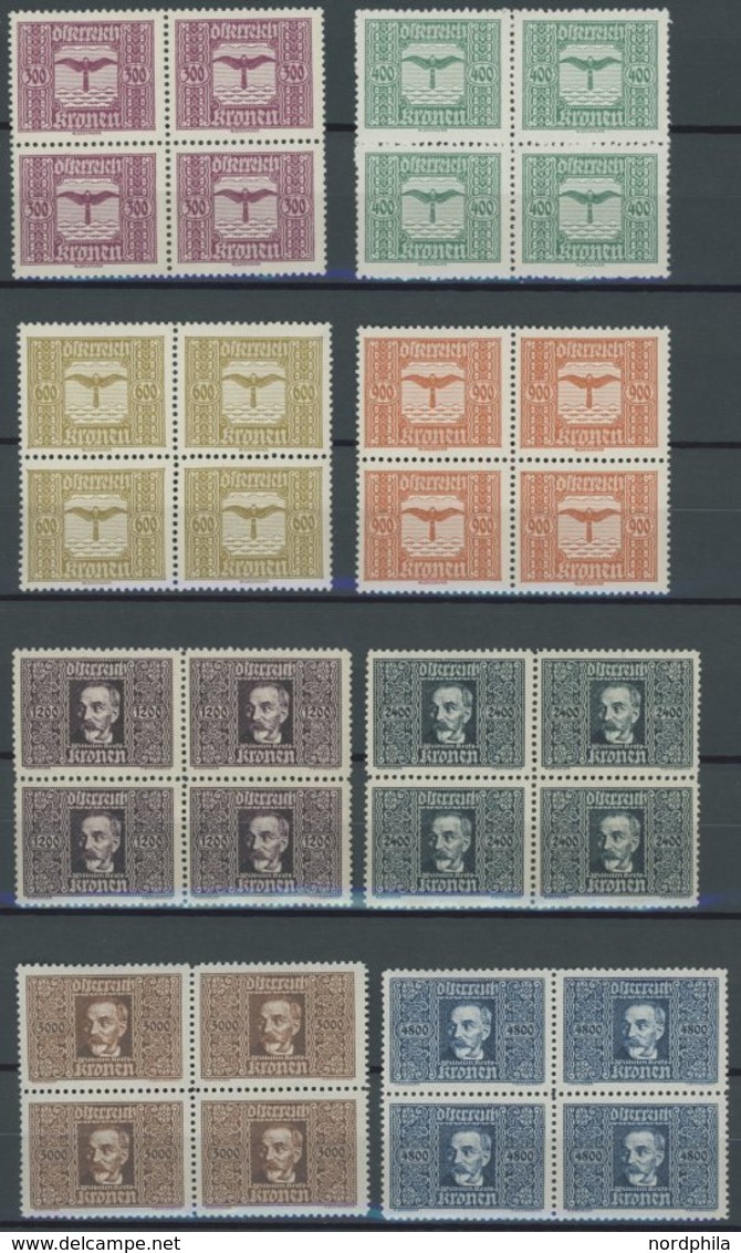 ÖSTERREICH 1918-1938 425-32 VB **, 1922, Flugpost In Postfrischen Viererblocks, Prachtsatz, Mi. 200.- - Altri & Non Classificati