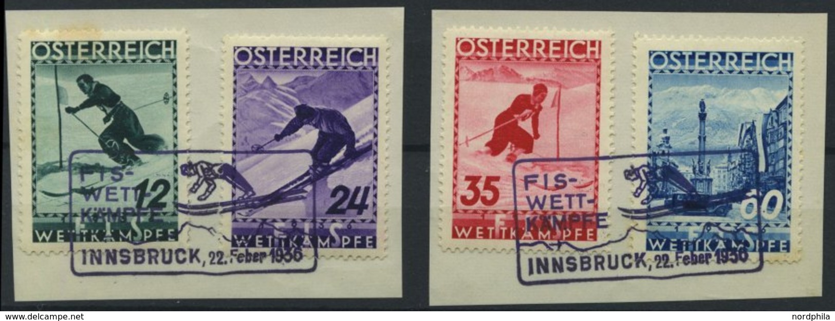 ÖSTERREICH 623-26 BrfStk, 1920, FIS II Mit Violetten Sonderstempeln Auf 2 Briefstücken, Prachtsatz, Mi. 140.- - Altri & Non Classificati