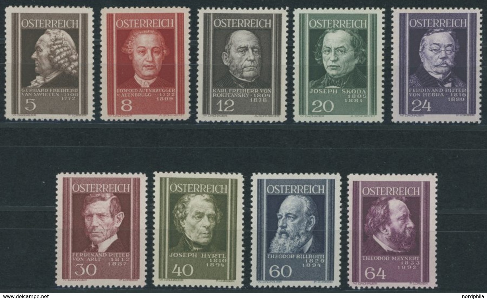 ÖSTERREICH 1918-1938 649-57 **, 1937, Ärzte, Postfrischer Prachtsatz, Mi. 65.- - Other & Unclassified