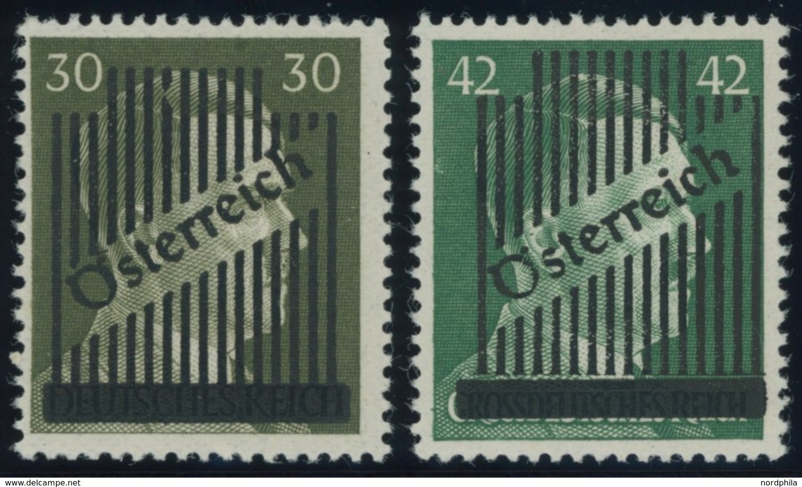 ÖSTERREICH 1945-1949 672I,673II **, 1945, Gitteraufdruck, 30 Pf. Type I Und 42 Pf. Type II, Postfrisch, 2 Prachtwerte, M - Other & Unclassified