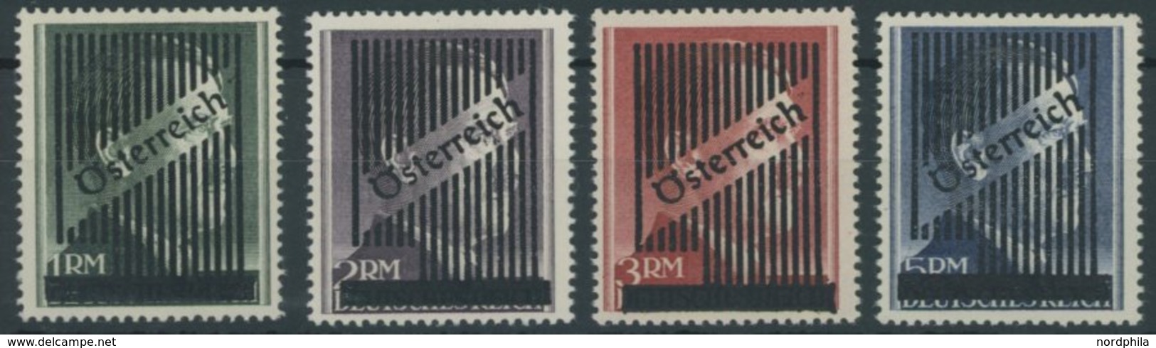 ÖSTERREICH 1945-1949 Va-d **, 1945, Nicht Ausgegeben: 1 - 5 RM Gitteraufdruck, Postfrischer Prachtsatz, Mi. 240.- - Altri & Non Classificati