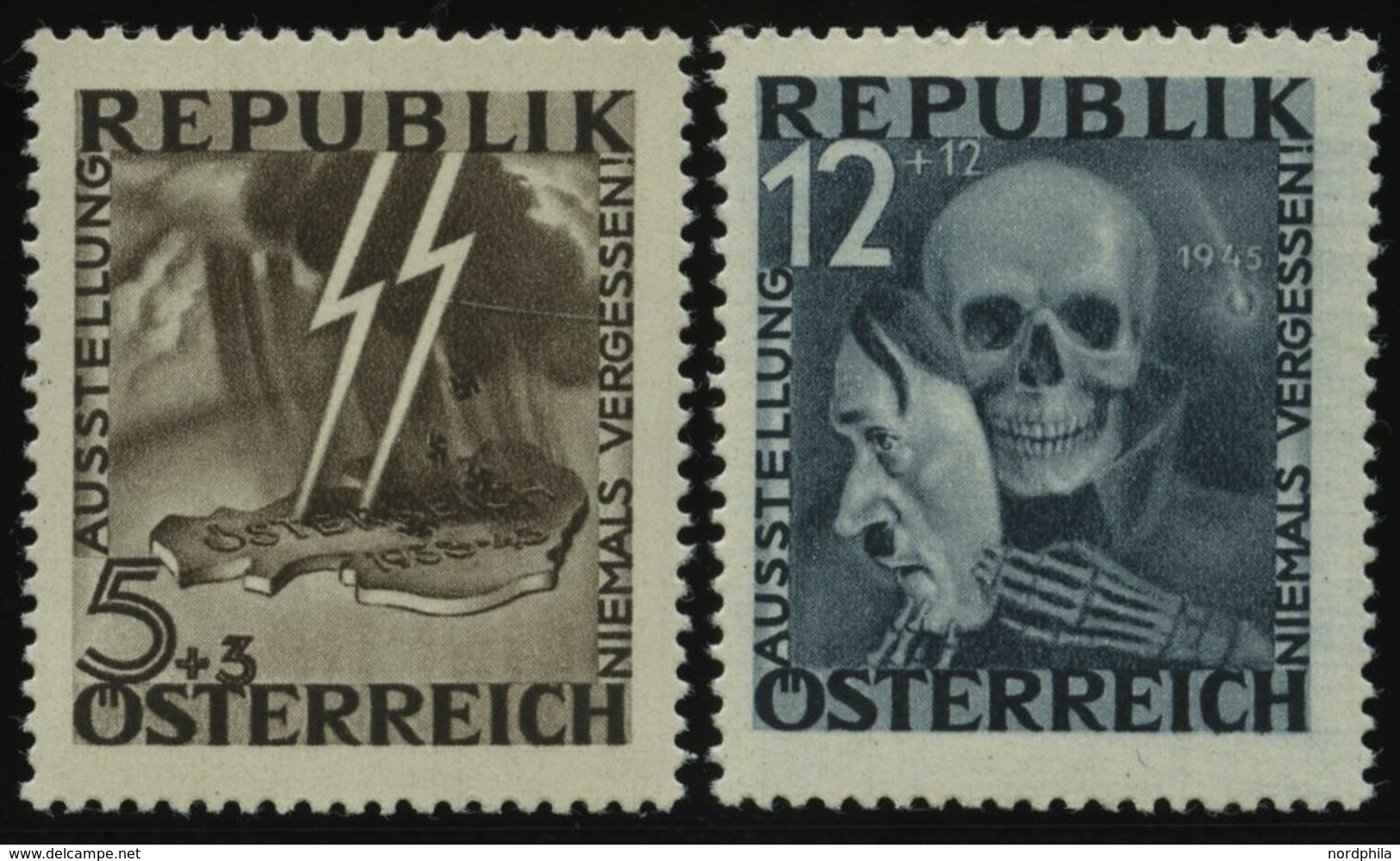 ÖSTERREICH VI/VII **, 1946, Nicht Ausgegeben: Blitz Und Maske, 2 Prachtwerte, Fotoattest Bach/Eichele, Mi. 2600.- - Altri & Non Classificati