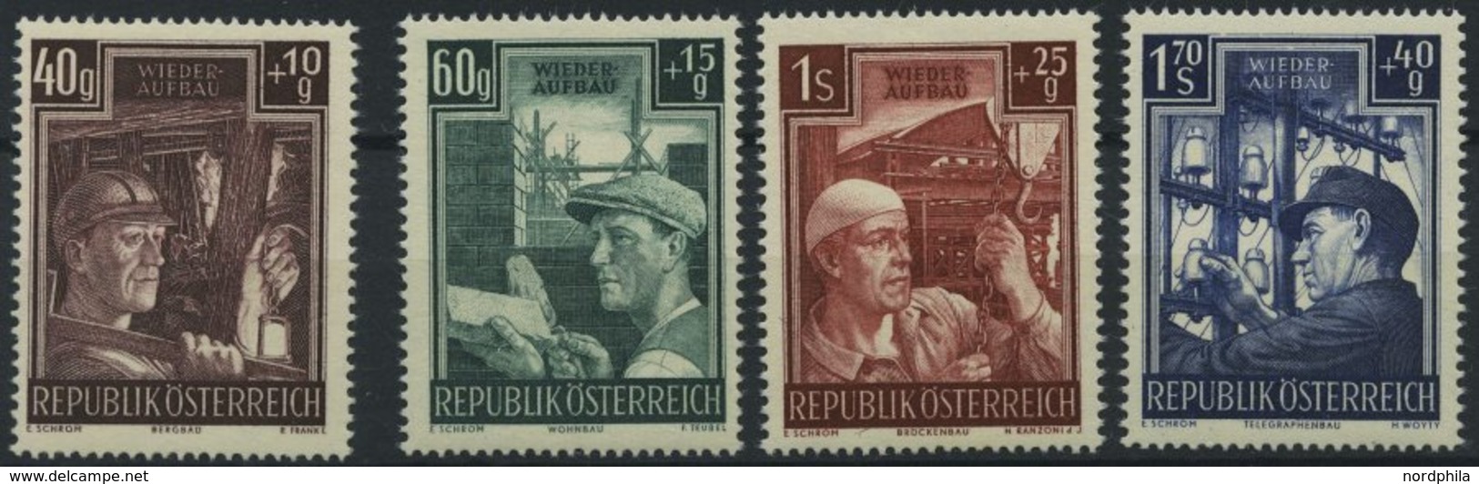 ÖSTERREICH 960-63 **, 1951, Wiederaufbau, Prachtsatz, Mi. 80.- - Usati