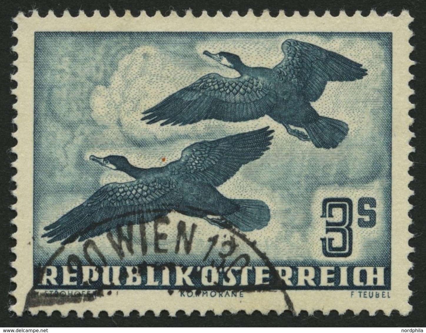 ÖSTERREICH 985 O, 1953, 3 S. Vögel, Pracht, Mi. 120.- - Usati