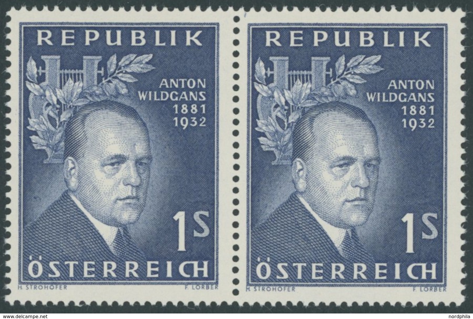 ÖSTERREICH AB 1950 1033I Paar **, 1957, 1 S. Wildgans Mit Plattenfehler Gebrochene 2 In 1932, Im Paar Mit Normaler Marke - Usados