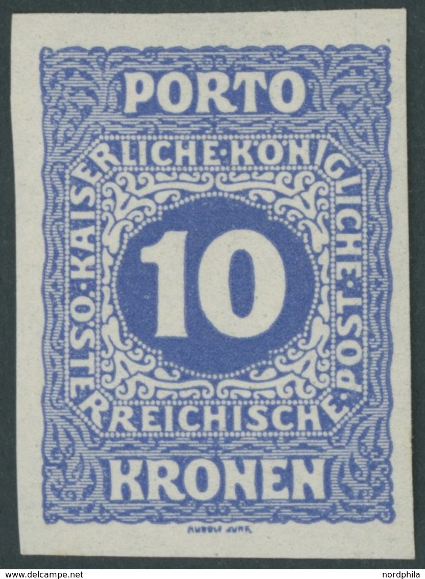 PORTOMARKEN P 57U **, 1916, 10 Kr. Dunkelgraublau, Ungezähnt, Postfrisch, Pracht - Strafport