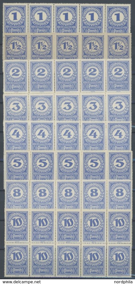 PORTOMARKEN P 75-101 **, 1920/1, Republik Österreich, 10 Postfrische Sätze In Bogenteilen, Fast Nur Pracht, Mi. 170.- - Postage Due