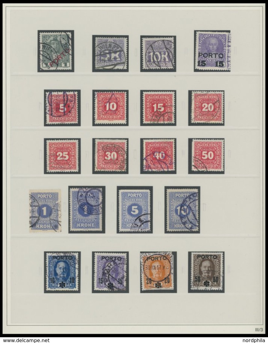 PORTOMARKEN O, 1894-1922, Gestempelter Sammlungsteil Portomarken Auf SAFE Dual Seiten, Fast Nur Prachterhaltung - Segnatasse